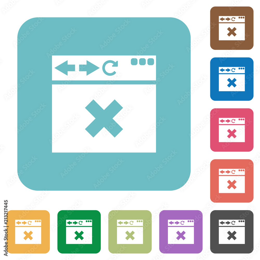 Poster browser cancel rounded square flat icons