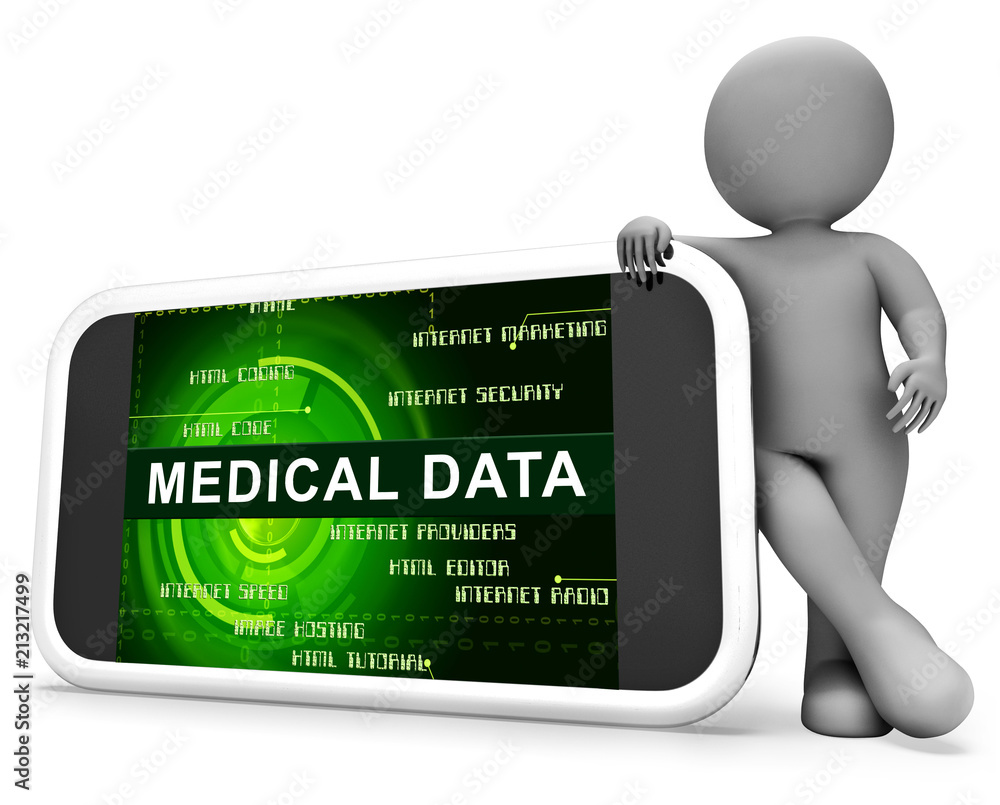Poster big data medical health database 3d rendering