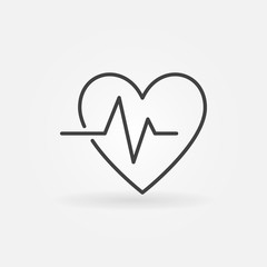 Heartbeat vector linear icon - vector heart beat pulse symbol