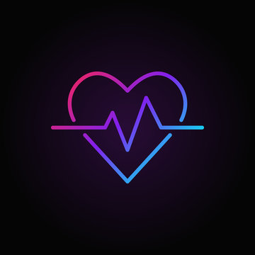 Heartbeat vector colored icon. Heart rate outline symbol 