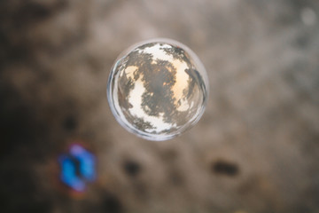 Shiny Droplet Bubble / Glassy Sparkling Shiny Droplet Bubble On Gray Background.