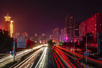 City and highway night scene