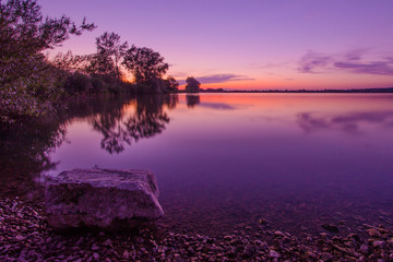 Obraz premium Sonnenuntergang Abenddämmerung fränkische Seenplatte