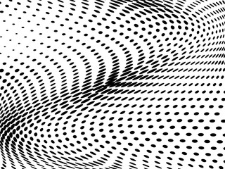 Halftone wavy background. Digital gradient. Dotted pattern with circles, dots, point small scale. 