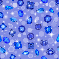 Illustration background seamless shiny gems of different cuts