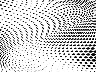 Halftone wavy background. Digital gradient. Dotted pattern with circles, dots, point small scale. 