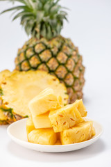 sliced pineapple isolated on white background