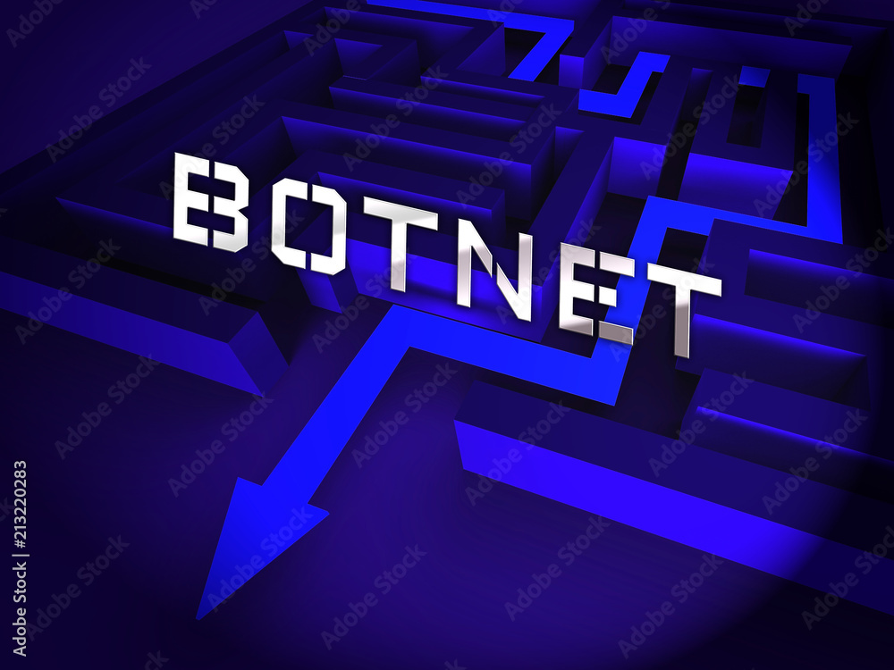 Poster botnet illegal scam network fraud 3d rendering
