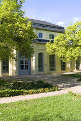 Altenburg / Germany: Main entrance to the renovated baroque orangery in the public castle garden