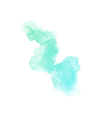 Fototapeta na wymiar rainbow watercolor splash backdrop isolated on white, for text,tag, logo, design. color like emerald, turquoise