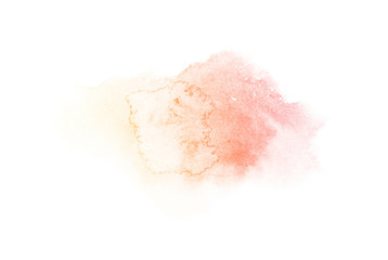 rainbow watercolor splash backdrop isolated on white, for text,tag, logo, design. color like pink, peach, yellow, orange, 