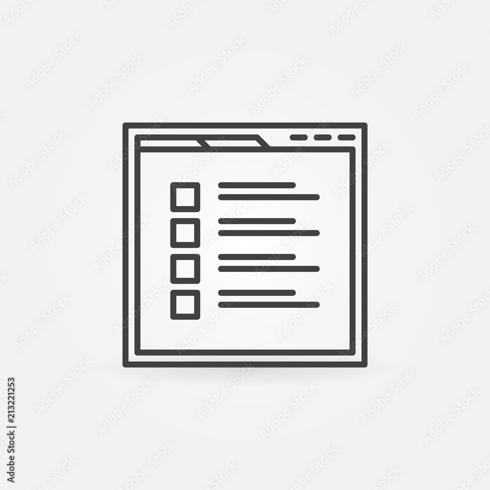 Poster web page with survey vector icon in thin line style