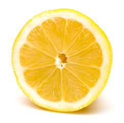 Half lemon macro isolated on white