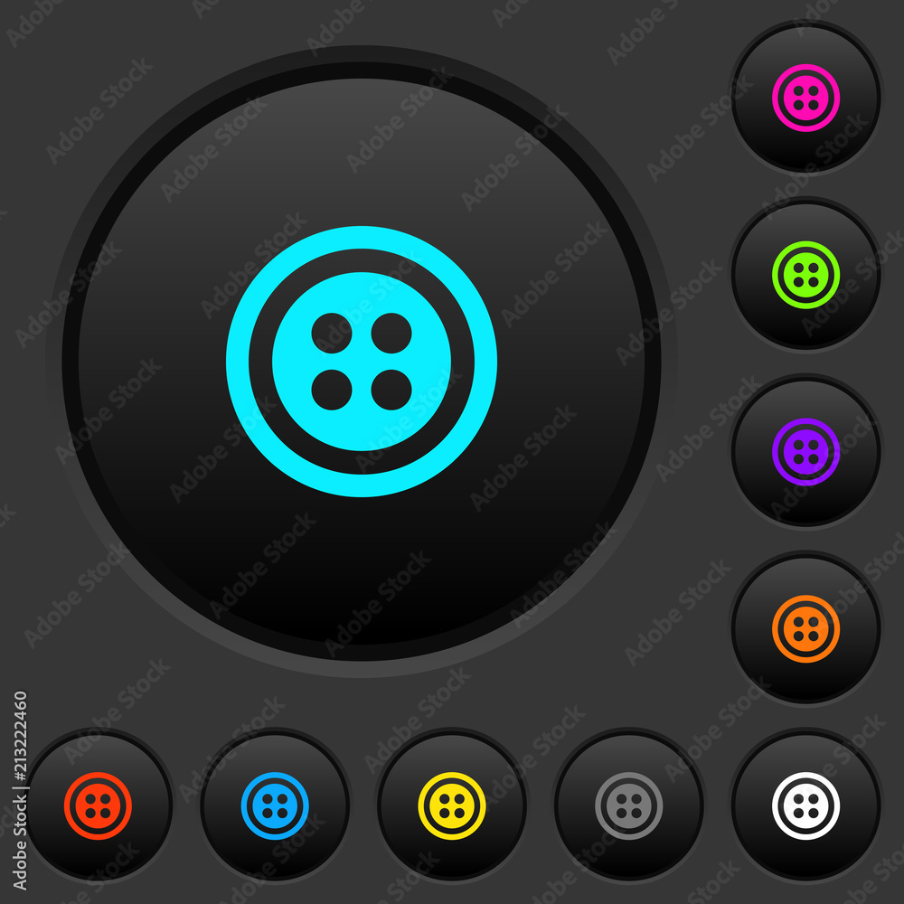 Poster dress button with 4 holes dark push buttons with color icons