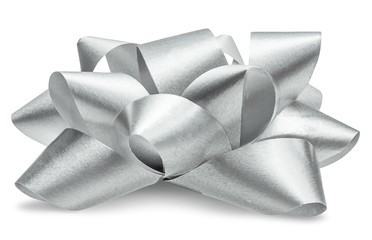 Silver bow isolated with path