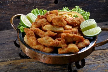 Acrylic prints Buffet, Bar Breaded fried fish