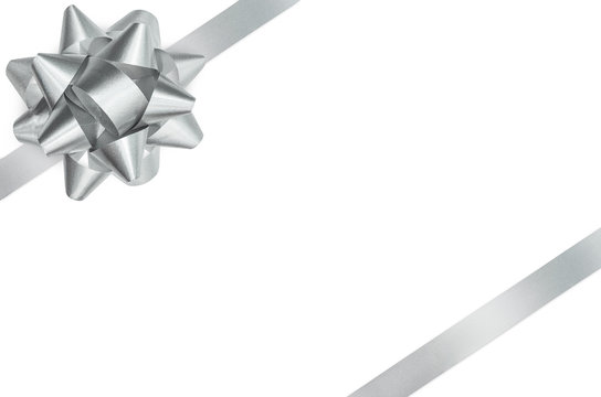 Silver bow and ribbon isolated clipping path