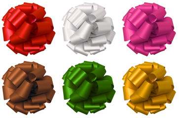 Collection of lush bow isolated over white, clipping path