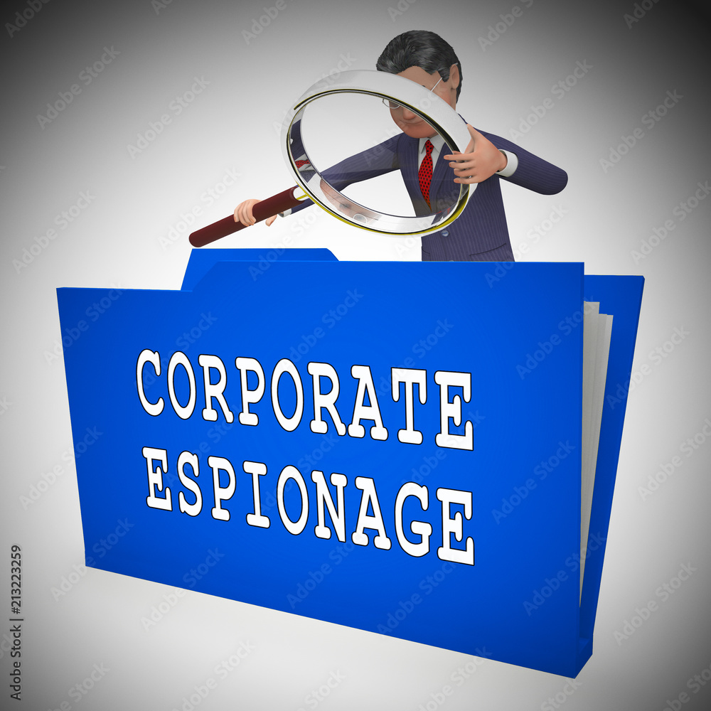 Poster corporate espionage covert cyber hacking 3d rendering
