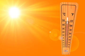 Naklejka premium Hot sun Thermometer 
