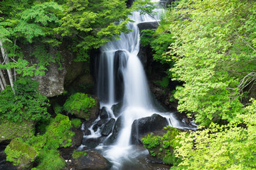 Fototapeta na wymiar Ryuzu Falls (Dragon's Head Waterfall) at Nikko National Park