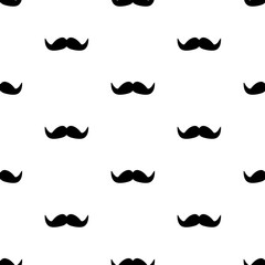 Seamless pattern with black mustache