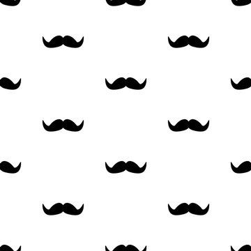 Seamless pattern with black mustache