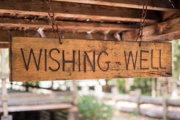 Wooden Wishing Well Sign