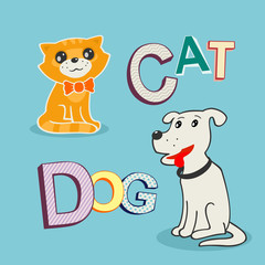 Vector Illustration Dog and Cat