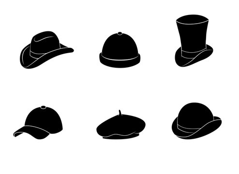 Hat collection vector icon set.