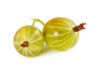 Two ripe gooseberries isolated on white