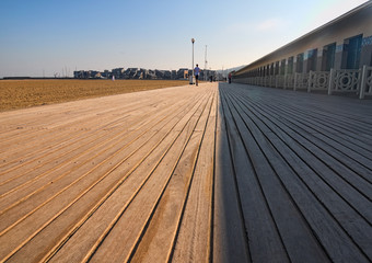 Promenade des Planches, where beach closets are dedicated to famous actors and moviemakers that have come to Deauville