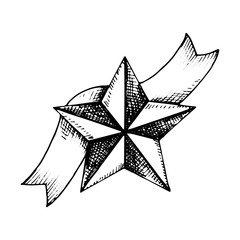 star with a ribbon award for victory. vector