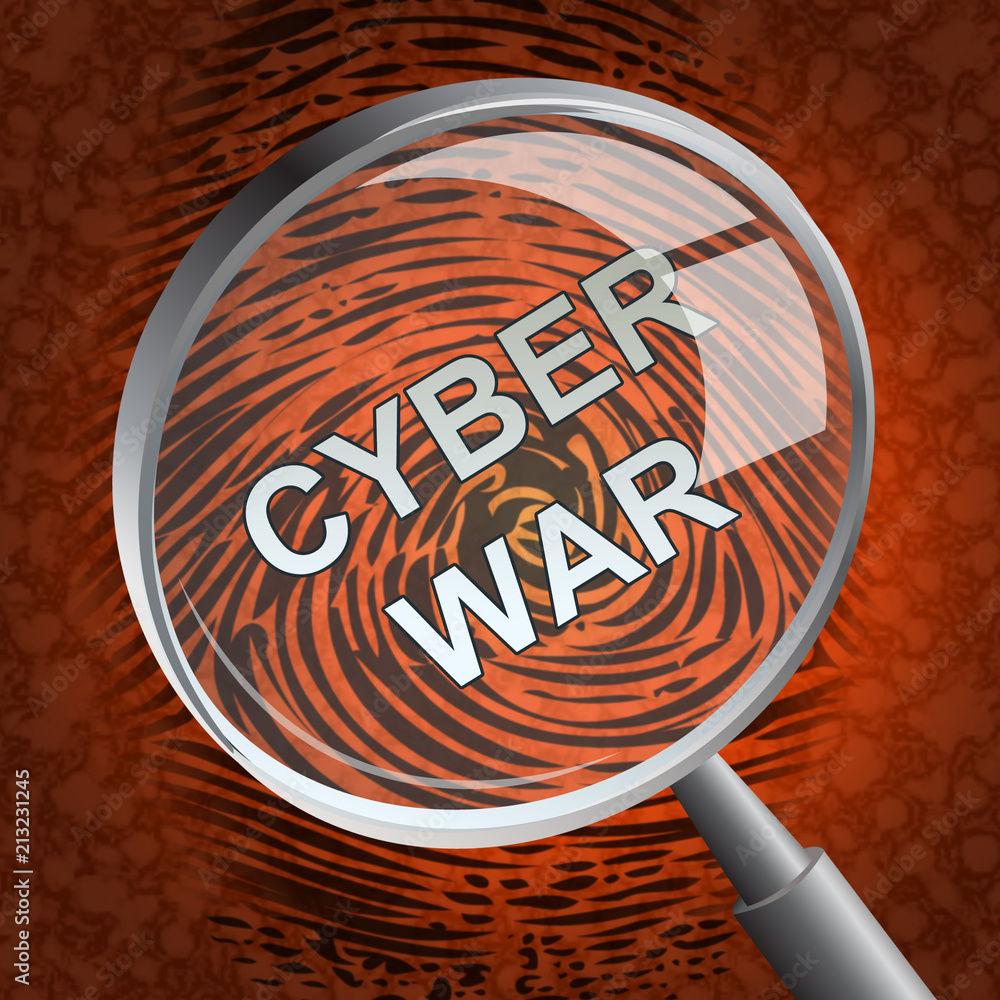Poster cyberwar virtual warfare hacking invasion 3d rendering