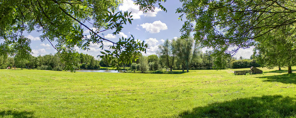 Nice panorama view of the park 'The Wijdse Weide' in Zoetermeer, Netherlands