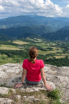 trip on the hills, landscape of the "Pietra di Bismantova" Reggio Emilia - Italy
