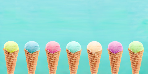 delicious icecream on blue background