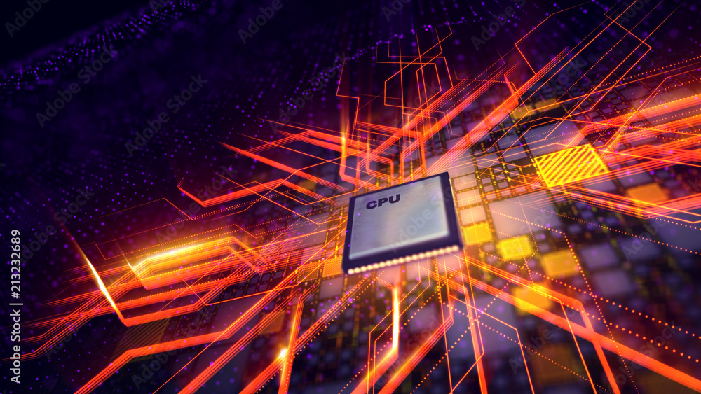Poster big cpu transmits sparkling energy rays