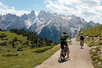Deurstickers Mountainbike in Dolomiti © Franco Bissoni