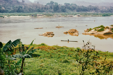 Nam Khan river and Mekong river confluence in Luang Prabang, Laos