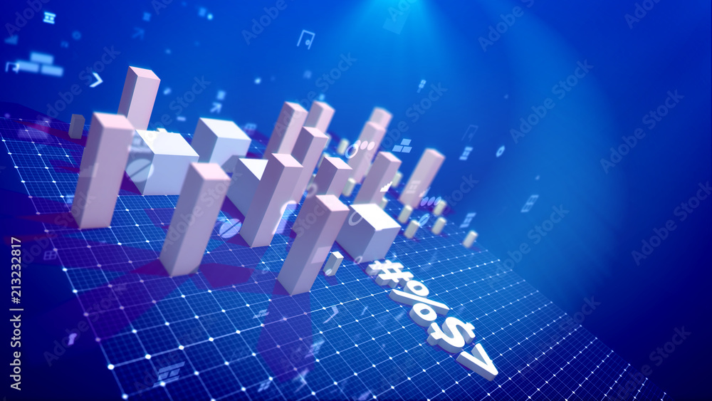 Aufkleber dynamic bar chart in the blue background