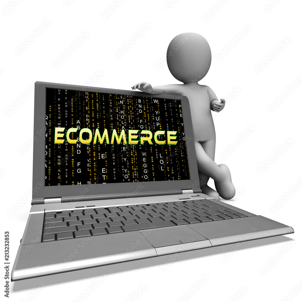 Poster ecommerce platform virtual marketplace portal 3d rendering