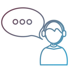 call center agent with headset and speech bubble