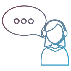 call center agent with headset and speech bubble