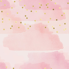 Ombree seamless pattern - watercolor pattern in pink shades and gold confetti  © inquieta