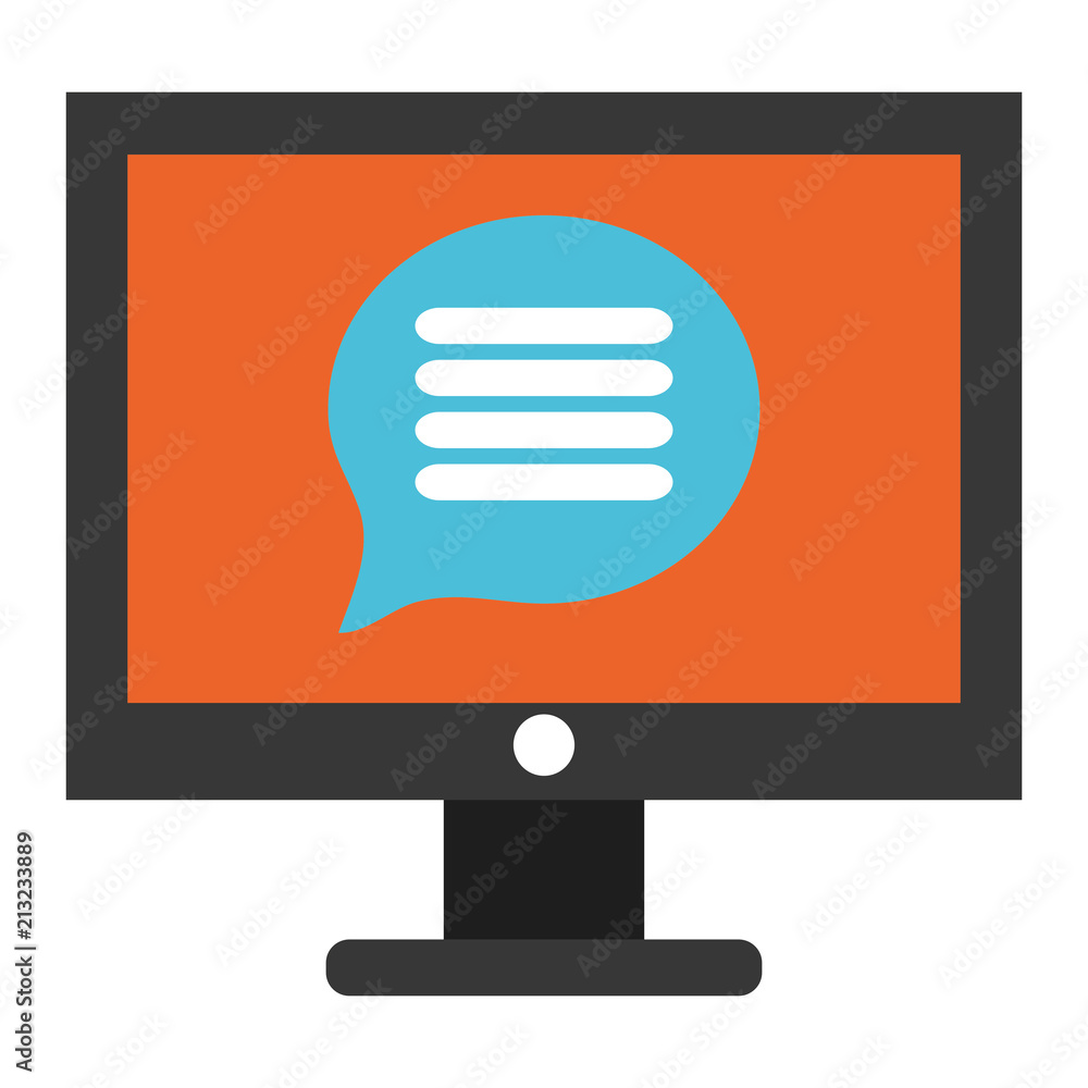 Poster computer display with speech bubble