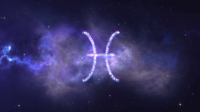 zodiac sign Pisces forming from the stars with space background