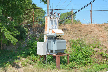 Old transformer substation in the village