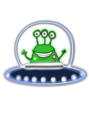 cartoon alien in the ufo  illustration © Serkan