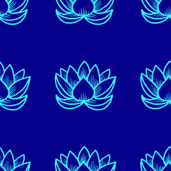 Fototapeta na wymiar Lotus. Seamless pattern. Oriental, Traditional
